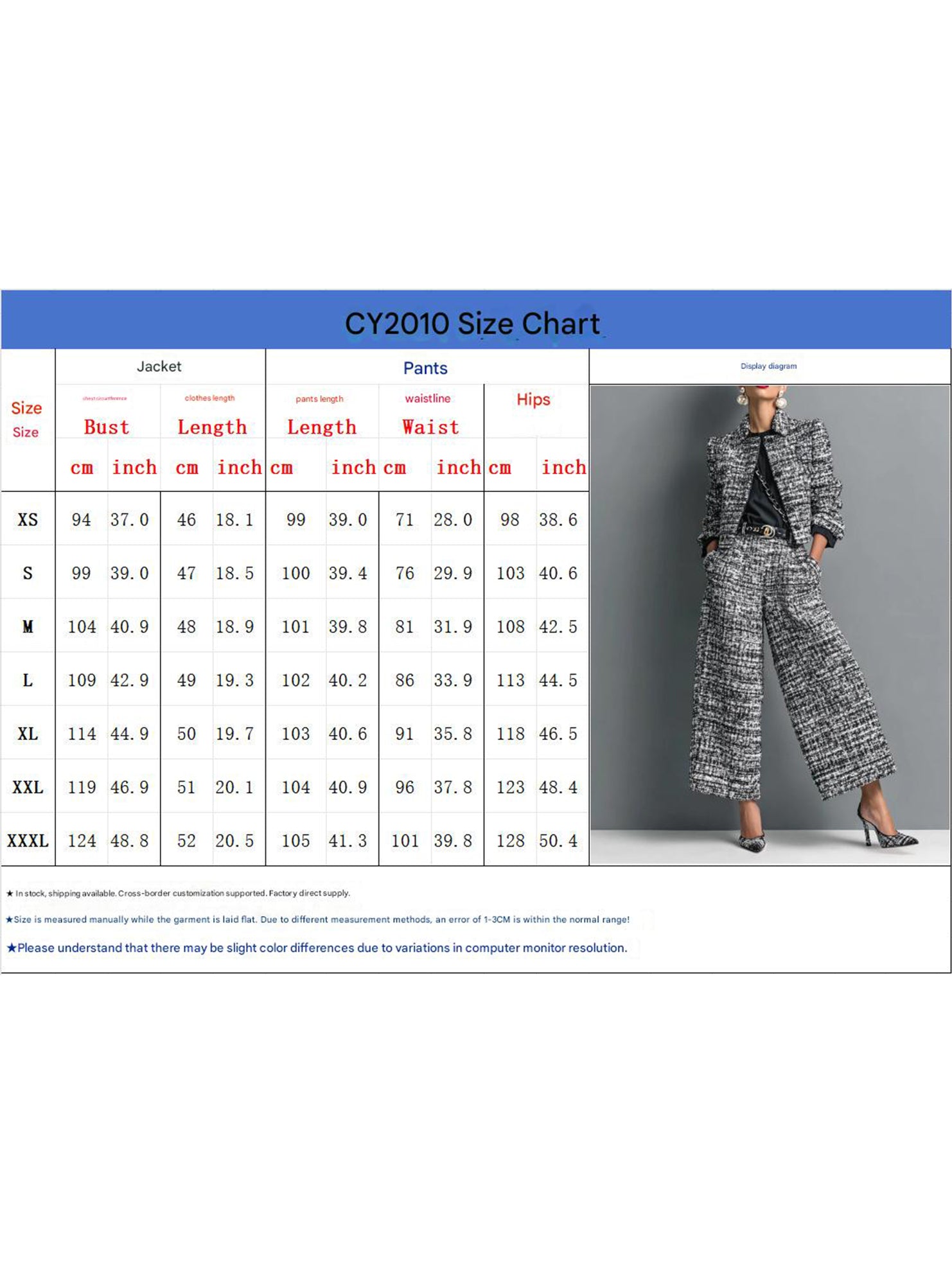 Women's Lapel Slim Fit Short Jacket and Pants Set_CWSS01458