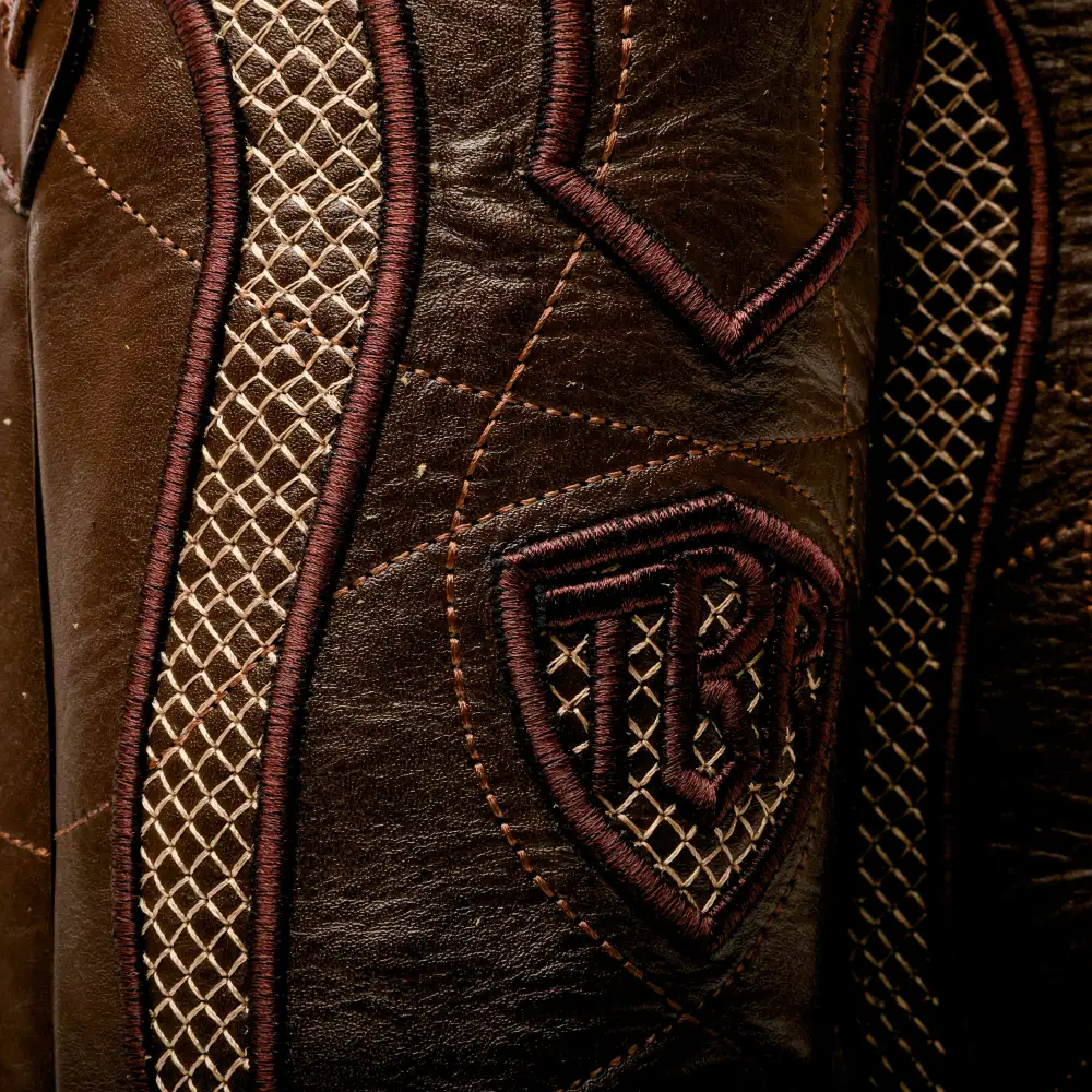 Honey Caiman Neck Leather Boots - Square Toe