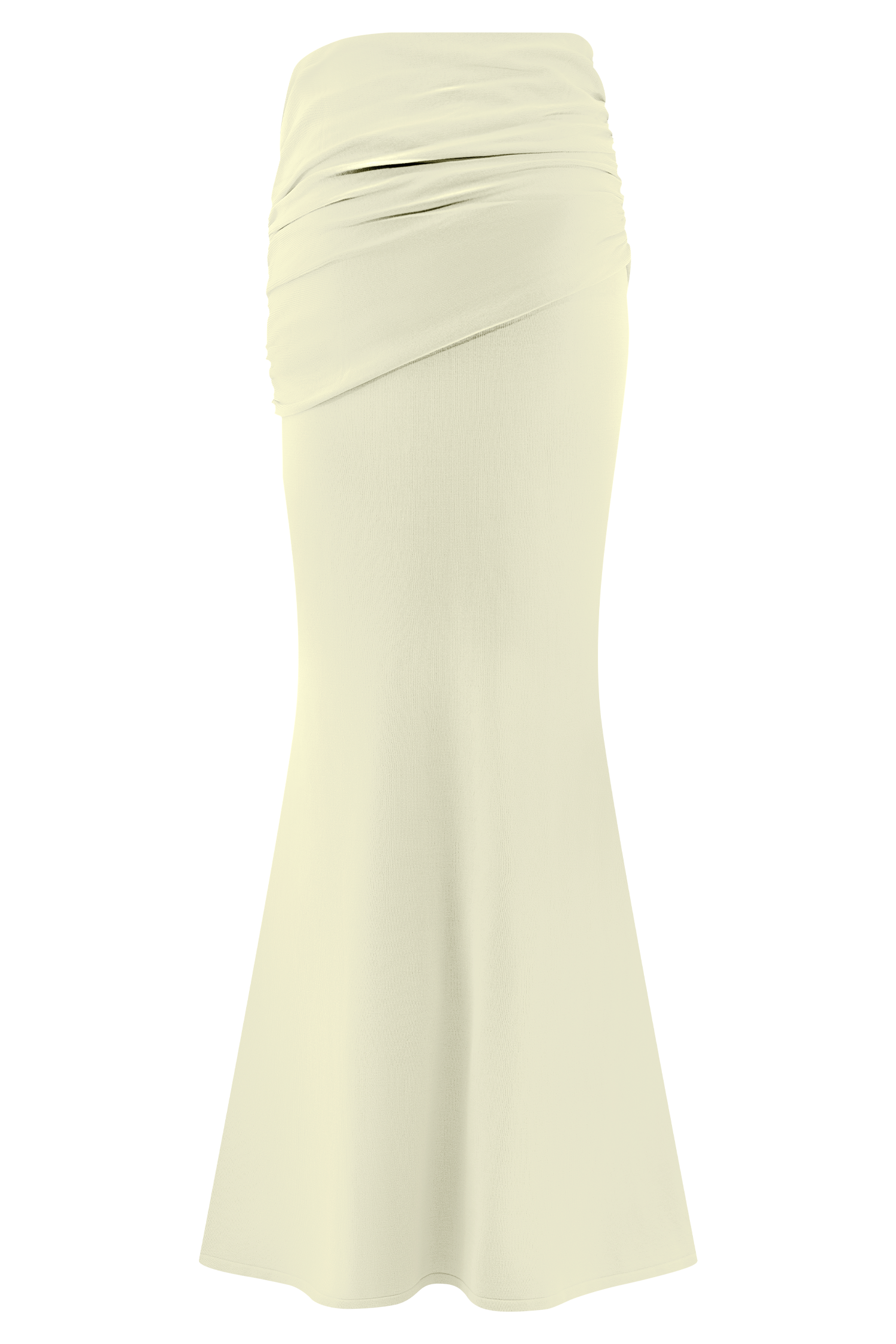 Ivory Gathered Knit Maxi Skirt