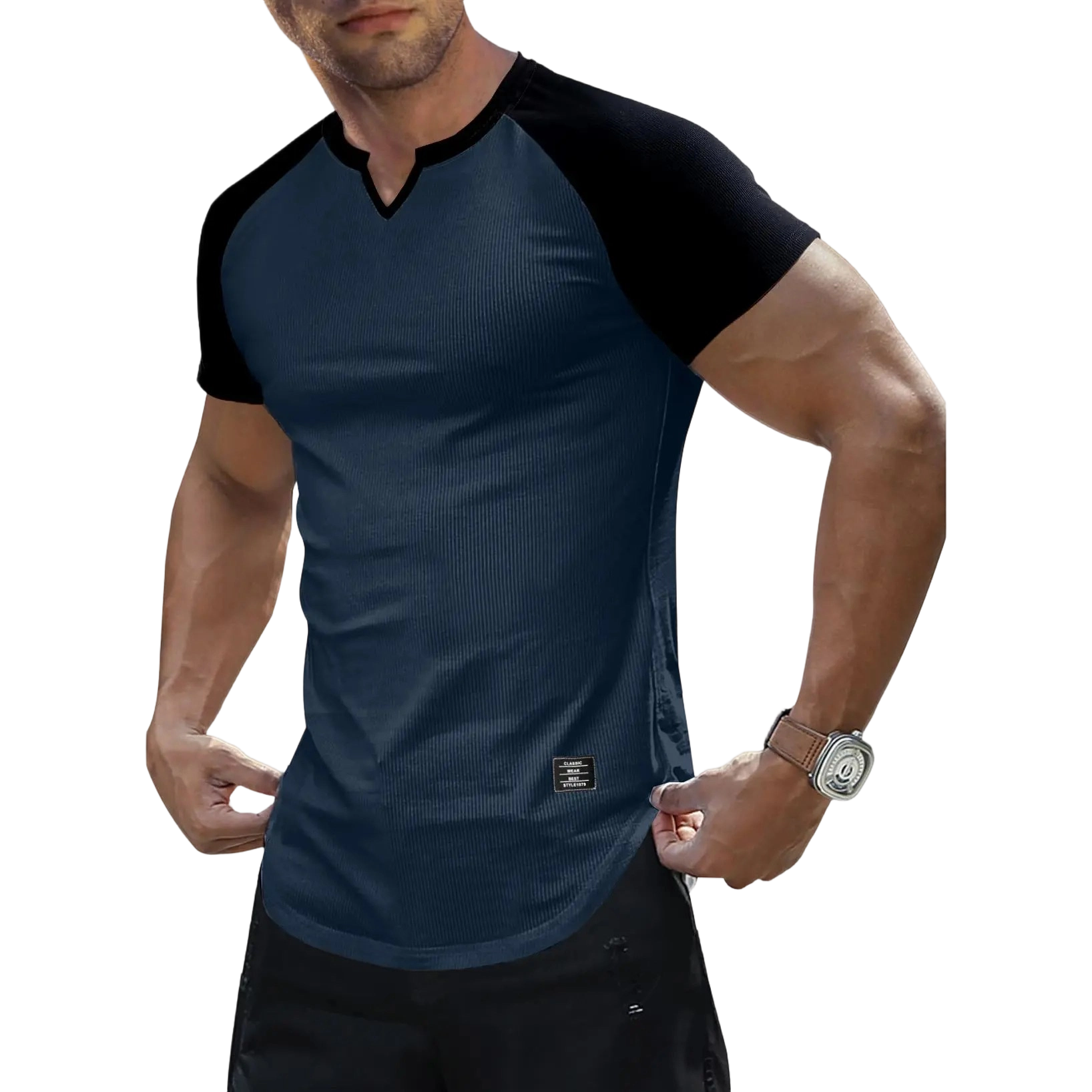 Mens Muscle Slim T Shirt V-Neck Longline Henley Shirt Gym Workout Athletic Tee Shirts, men gifts