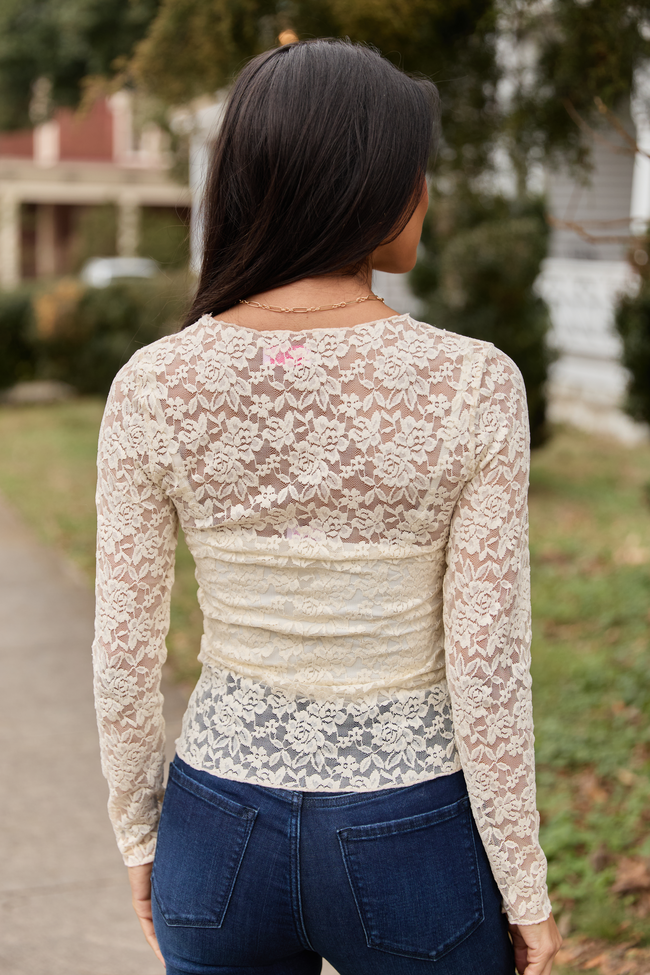 Morgan Ivory Lace Mesh Top