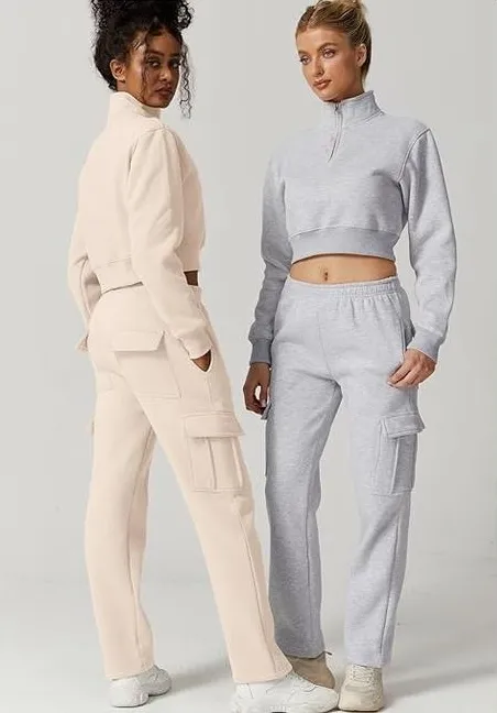 Women's Half-Zip Sports Top and Pants Set