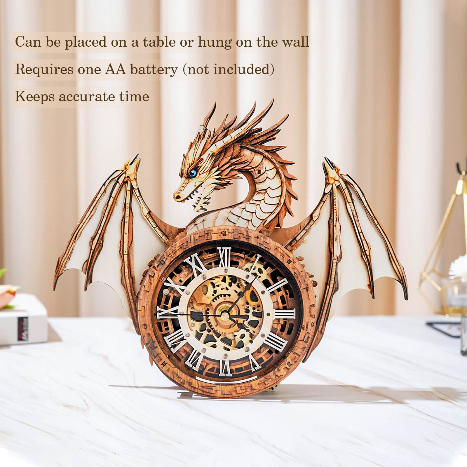 Ancient Dragon â€“ DIY Wooden Clock, 3D Puzzle Craft Kit