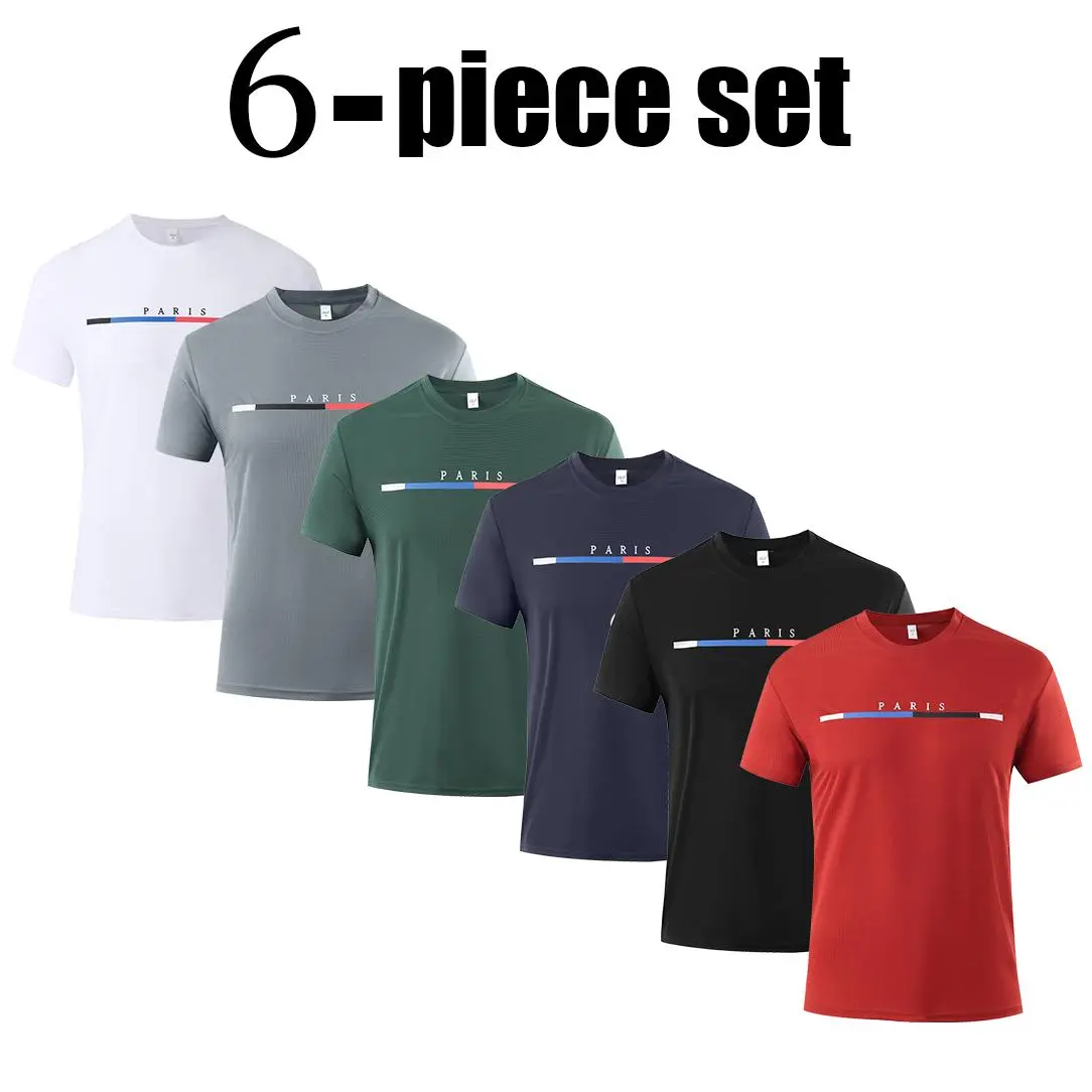 Men's 6-Pack Graphic Tees Short Sleeves Moisture Wicking Quick-Dry Athletic Cut Soft Tops for Summer Training & Running Value Set