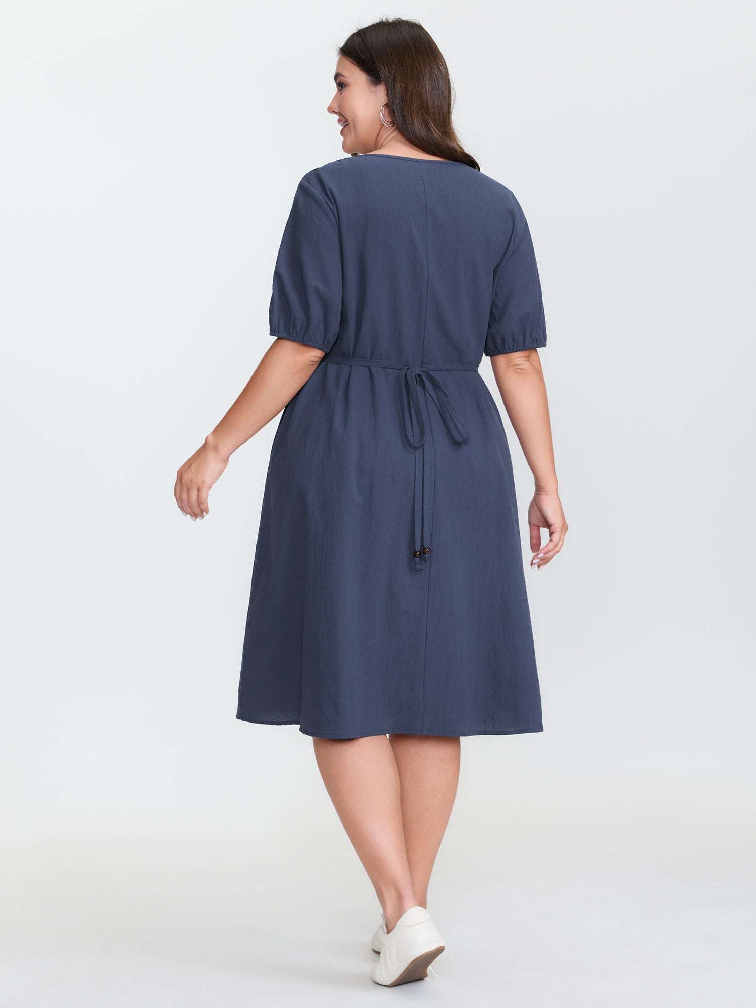 Pure Cotton Toothpick Pleat Mini Dress