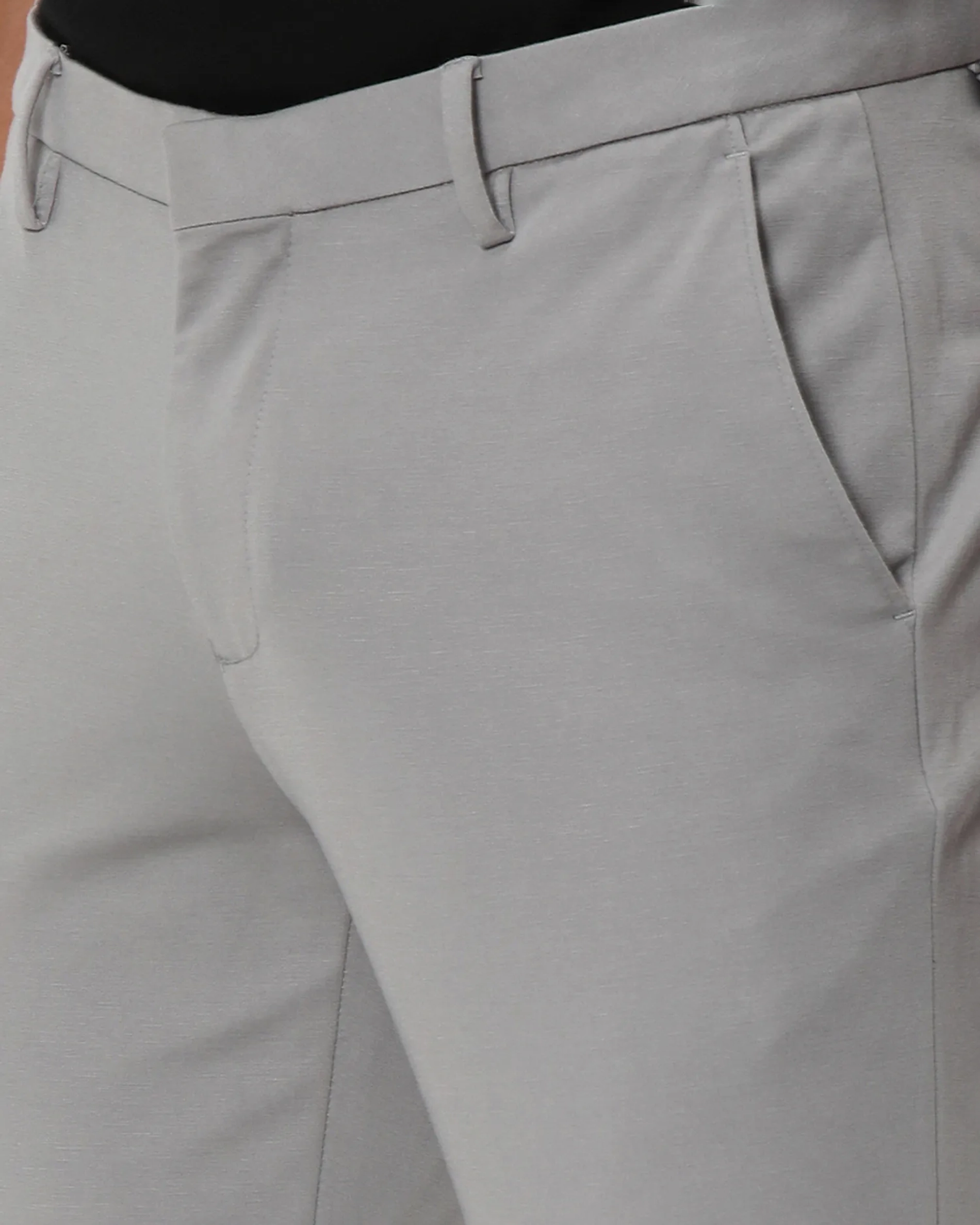 Classic Versatile Soft Slim-Fit Straight-Leg Grey Trousers