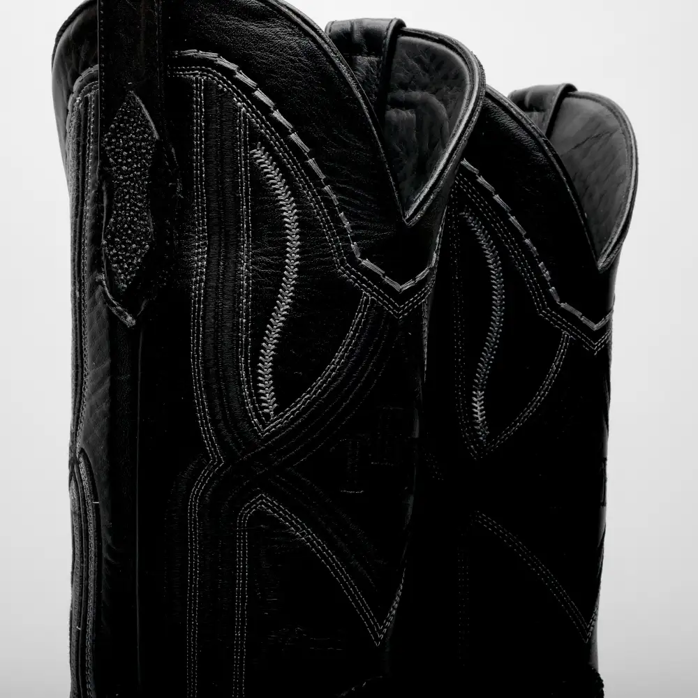 Black Stingray Leather Boots - Cutter Toe
