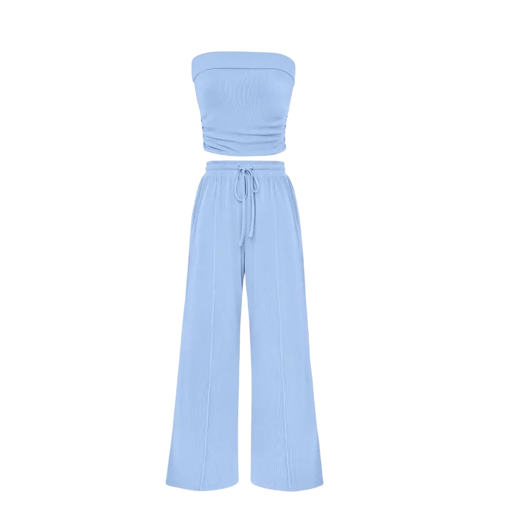 Women’s Ribbed Tube Top & Wide-Leg Pants Set