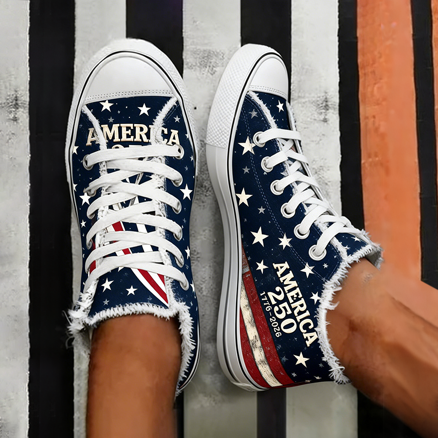 Women's America 250 1776-2026 American Flag Print Fringe Sneakers