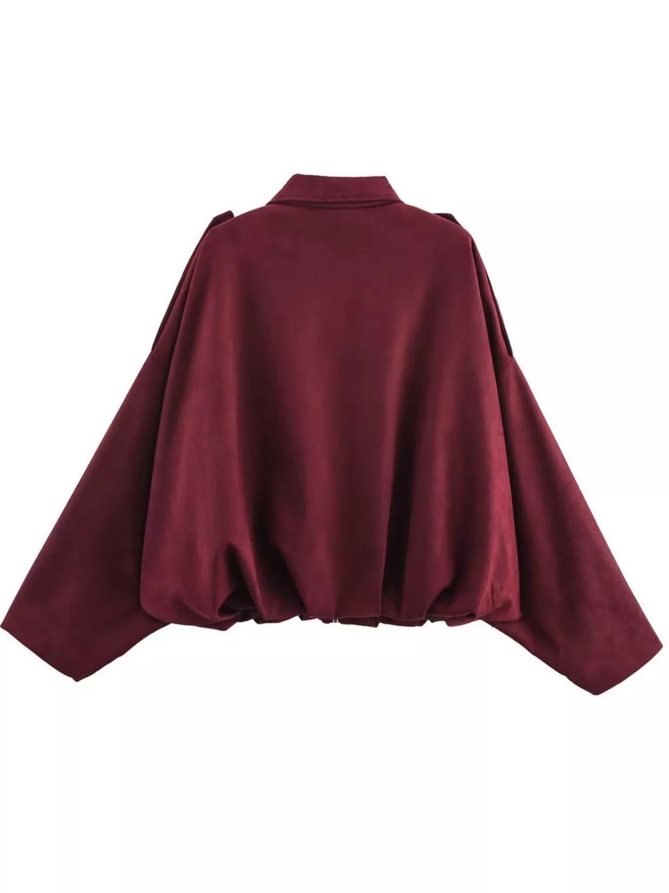 Collared Neck Dropped Shoulder Jacket