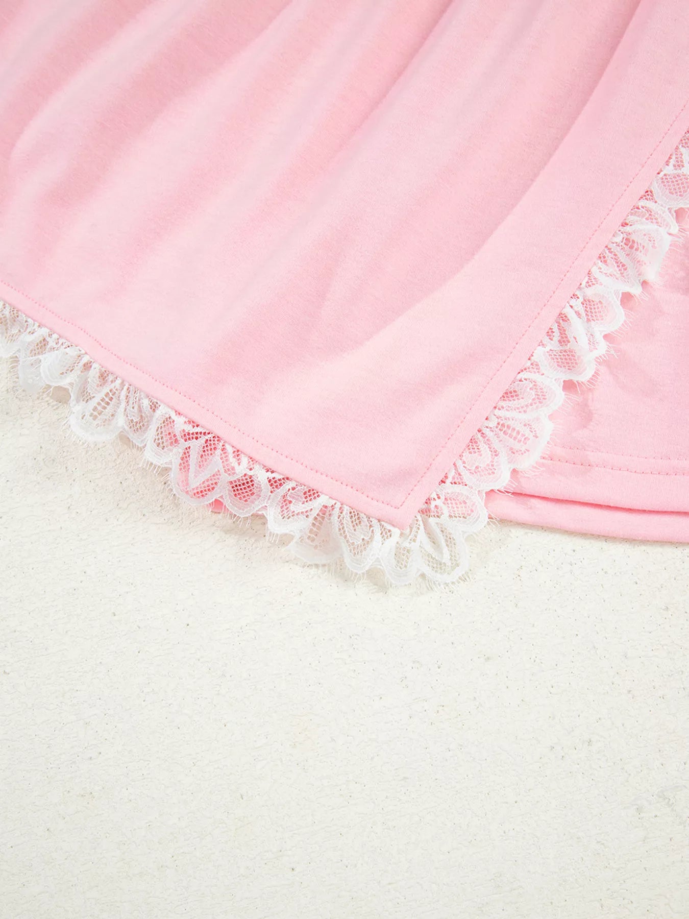 Peter Pan Lace Embellished Neck Sweatshirt and Skirt Two Piece Set