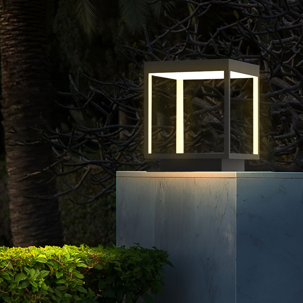 Square Frame Waterproof LED Modern Solar Post Caps Lights Fence Post Lights