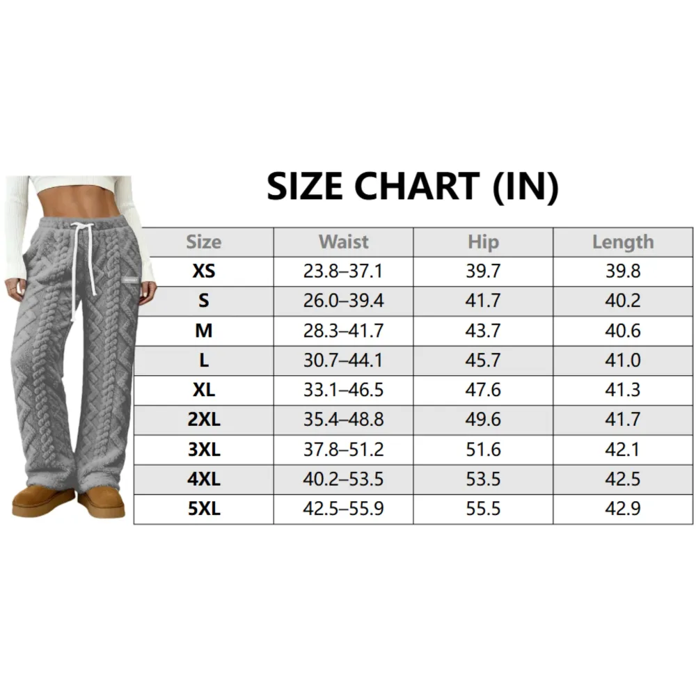 Women's fleece sweatpants, cable knit trousers