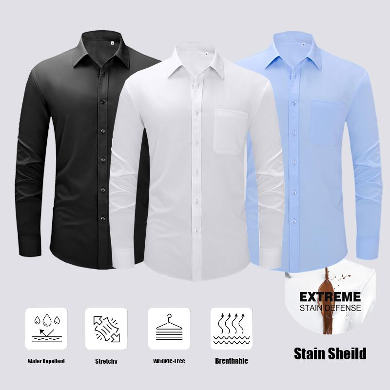Men's Slim Fit Stain-Resistant Dress Shirts – Long Sleeve Button