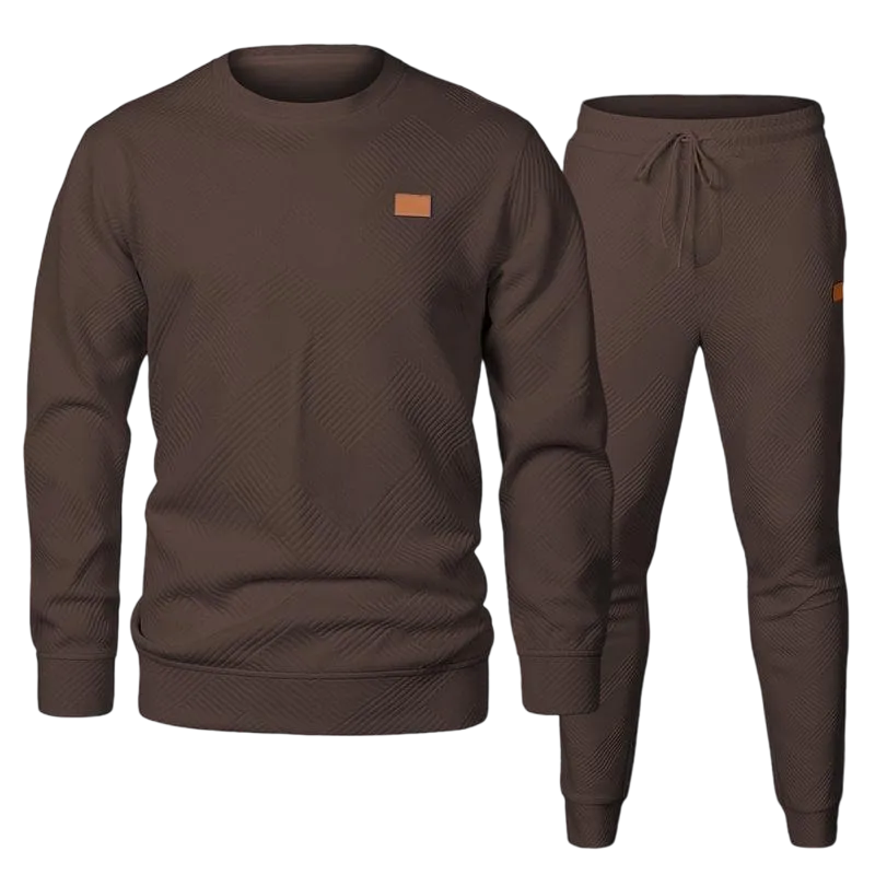 Men’s 2-Piece Sweatsuit – Jacquard Crewneck Sweatshirt & Joggers Set