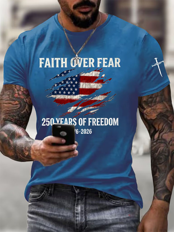 Men'S American Flag Commemorative 250Th Anniversary Classic Pattern Short Sleeve T-Shirt