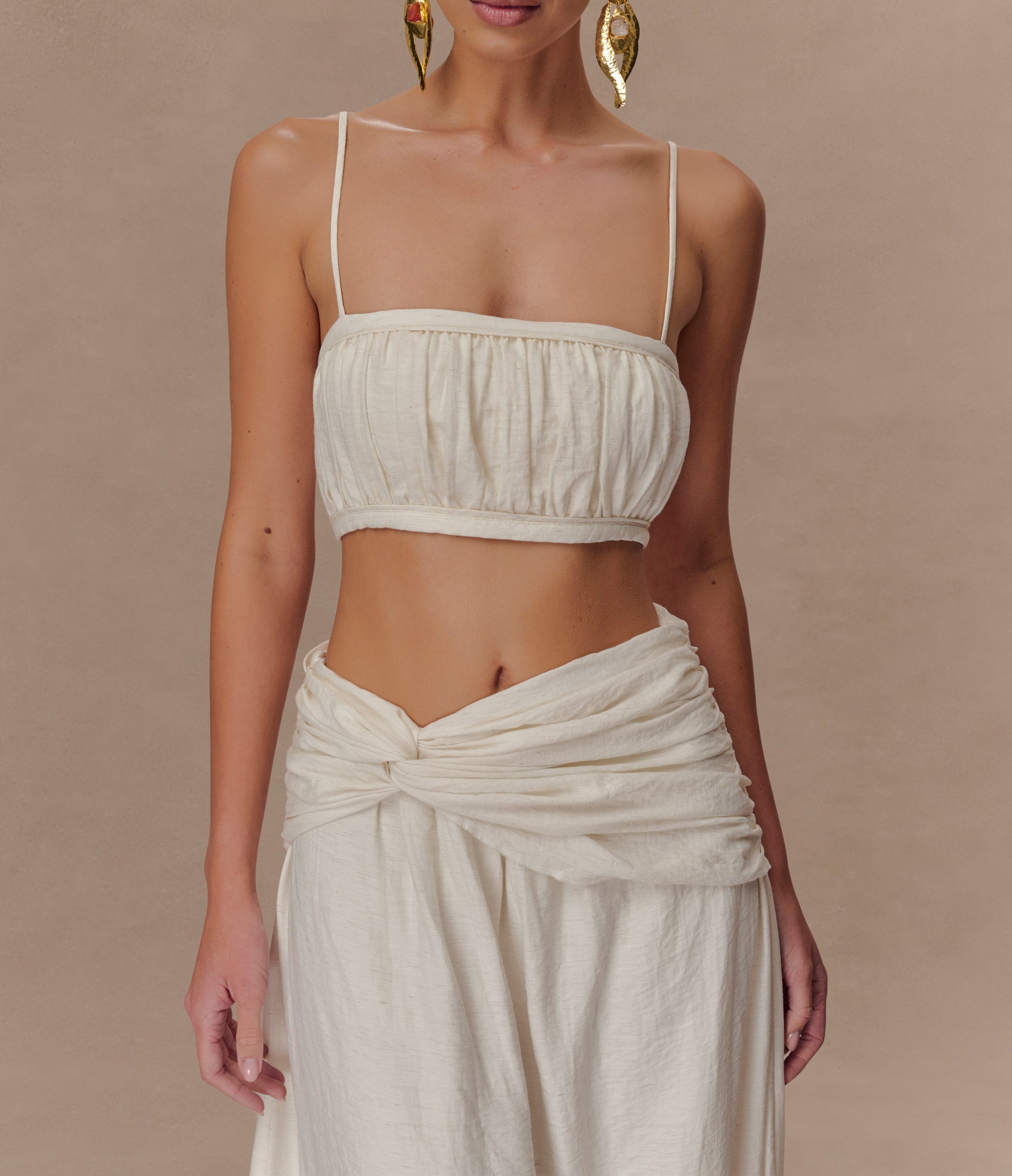 Marle Shirred Linen Bandeau