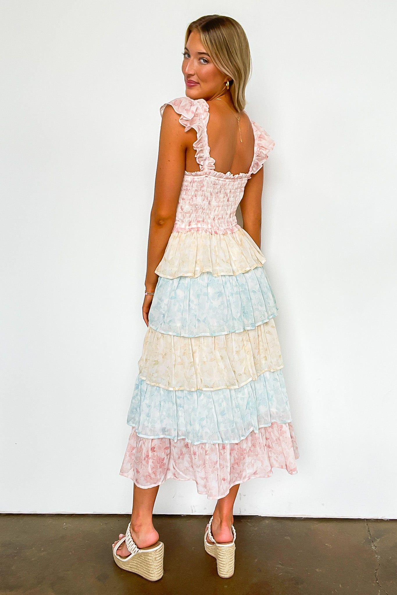 Two Tone Tiered Smocked Dress