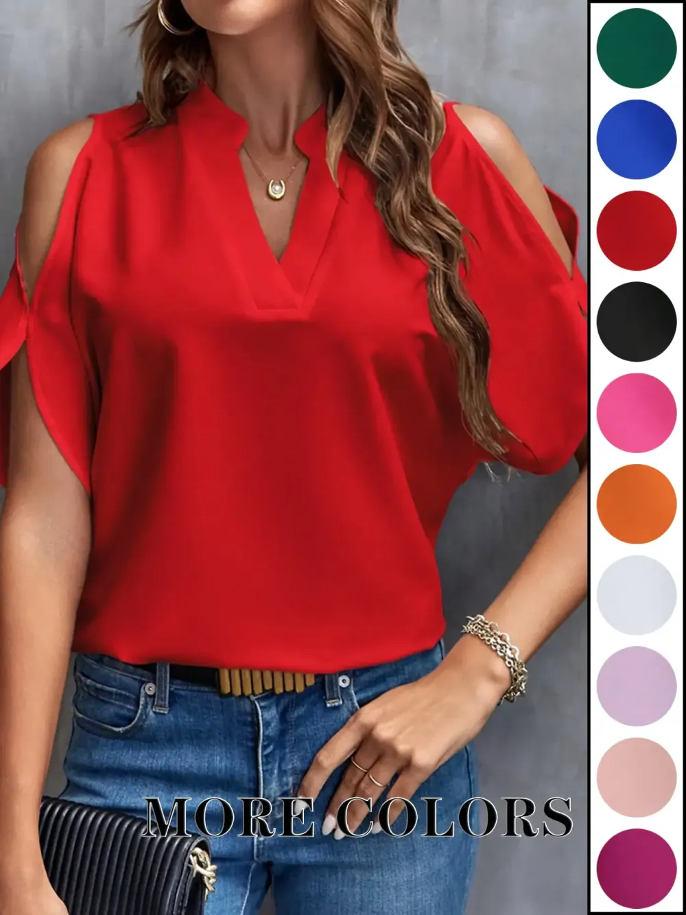Women's Solid Color Casual Fitted T-Shirt, Short Sleeve Off-Shoulder Top, Commuter Wear