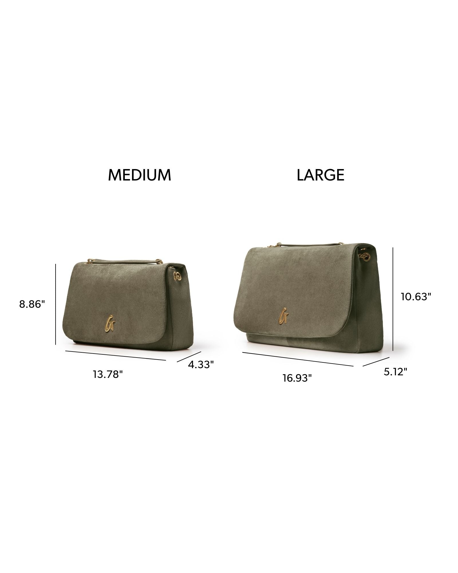 LARGE SUEDE FLAP BAG - OLIVE GREEN