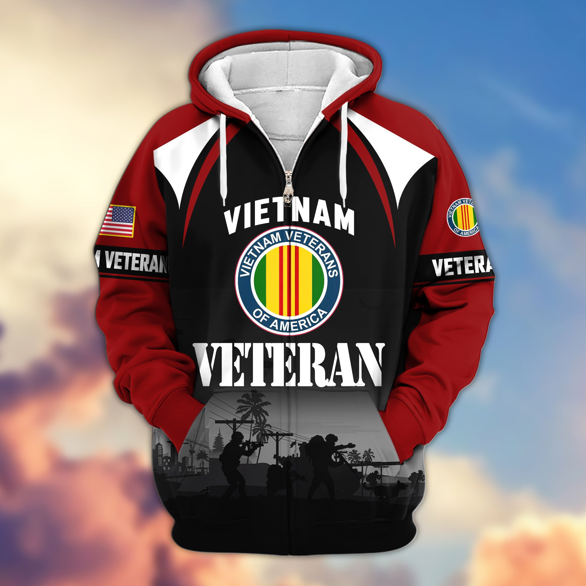 Premium US Veterans Zip Hoodie