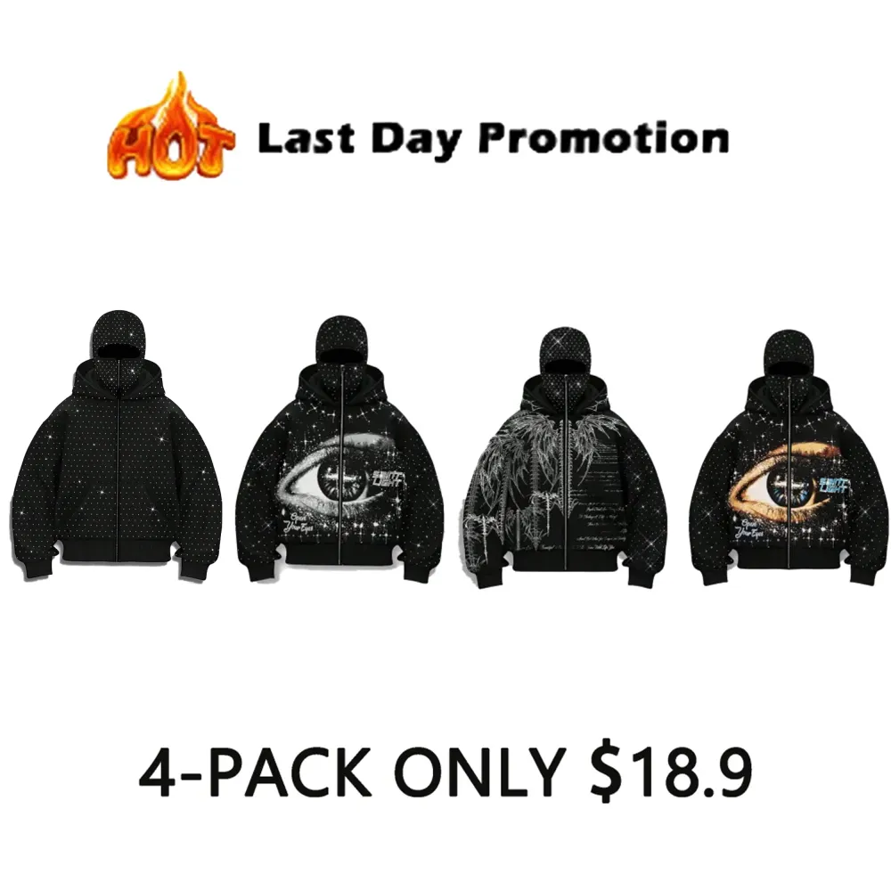 Men's Street-Style Rhinestone Windproof Warm 2-in-Hoodie w/Pockets & Zipper (Fall Winter)