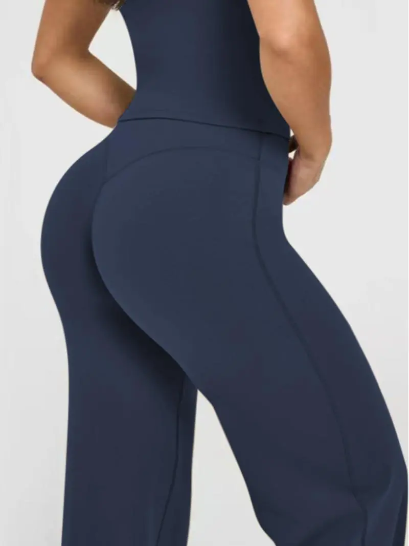 Women's Solid Color Sporty Yoga Pants, Casual Bottoms, Comfortable Flare Leggings