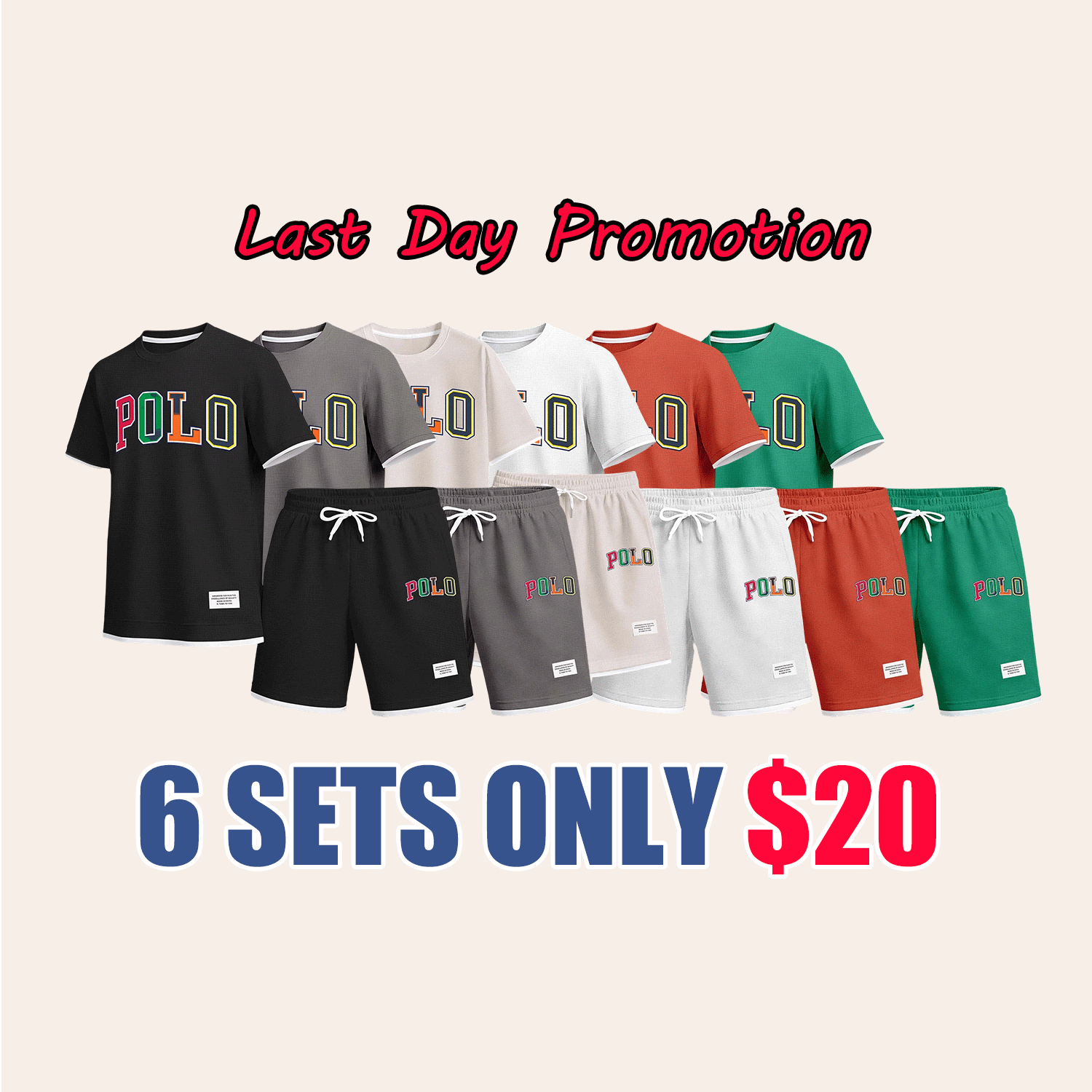 Men’s Printed Polo Shirt & Drawstring Shorts Set – Casual Summer 2-Piece Outfit