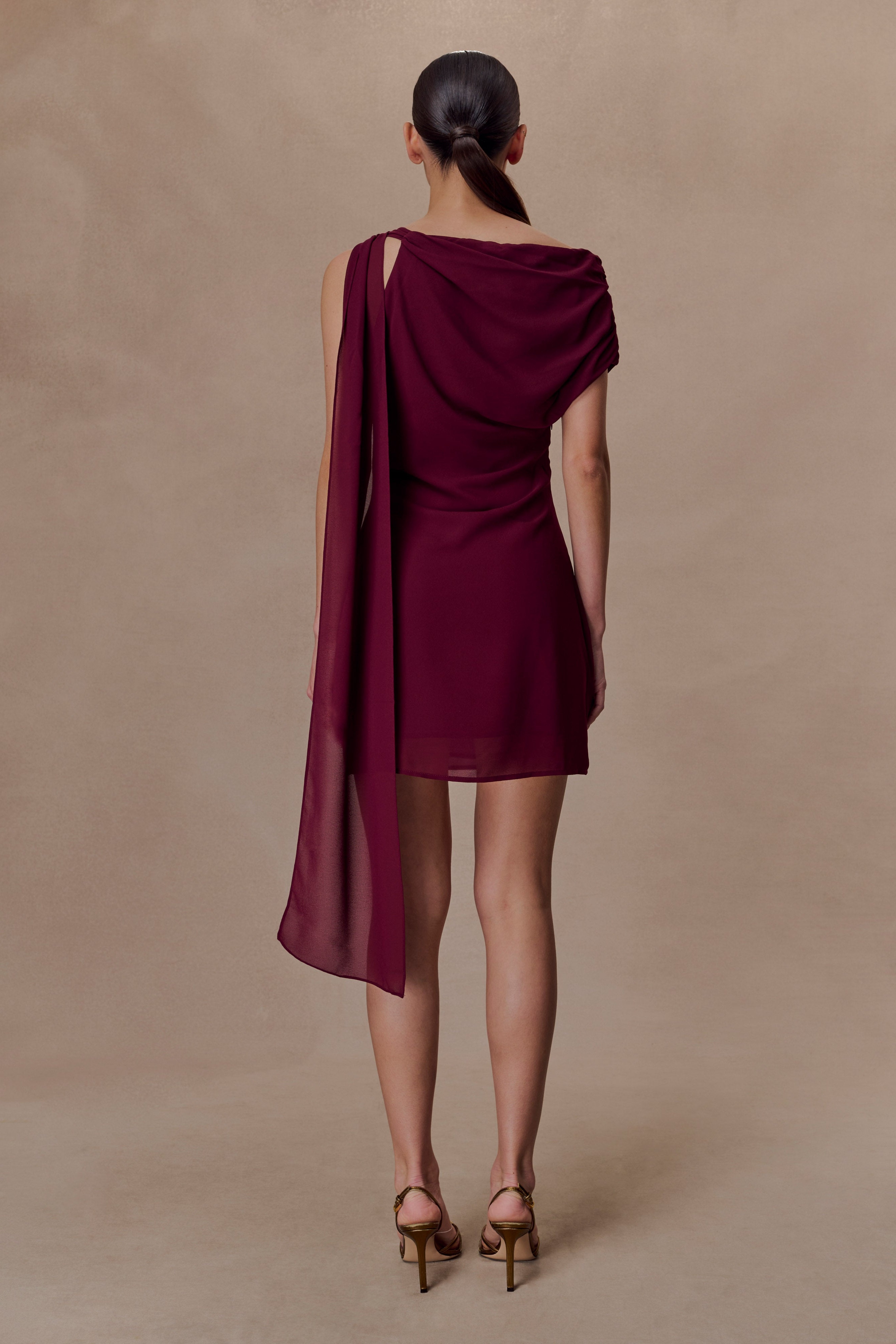 Wine Chiffon Mini Dress