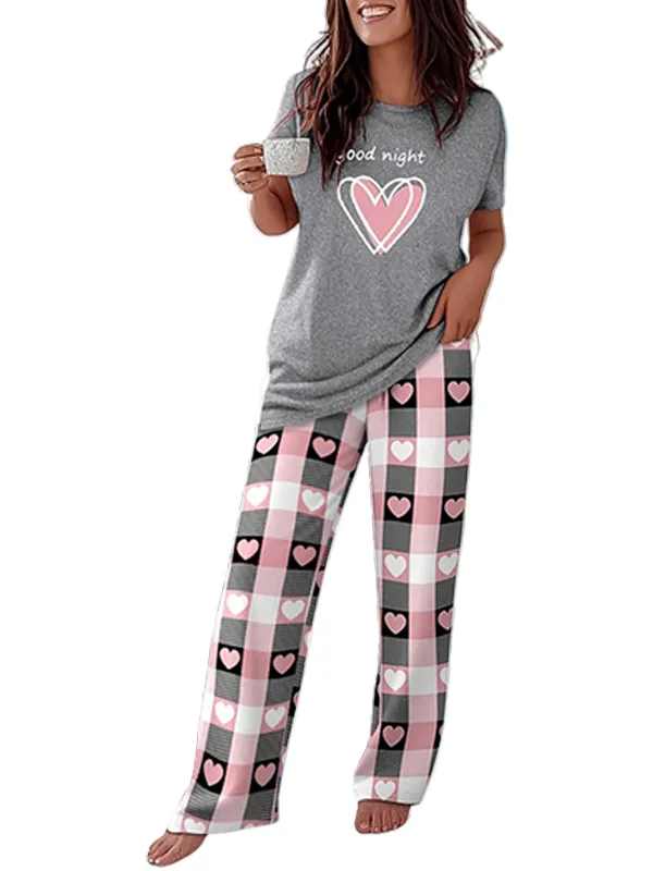 🔥HOT SALE🔥Women's 2 Piece Pajama Set - Short Sleeve Comfy Loungewear