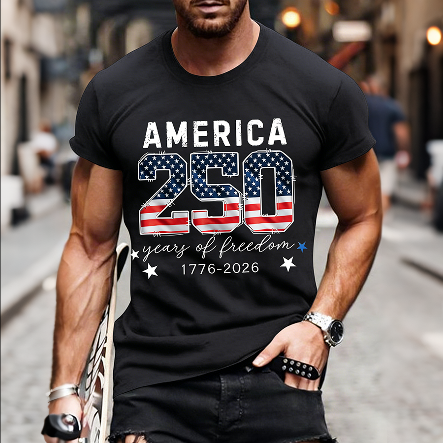 Men'S Casual American Founding Celebration Personalized Printed Round Neck T-Shirt