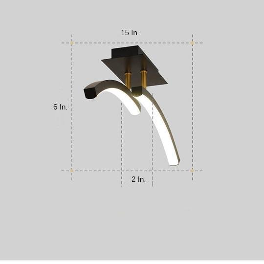 Black Flush Mount Ceiling Light Modern Arc Shaped Dimmable Light