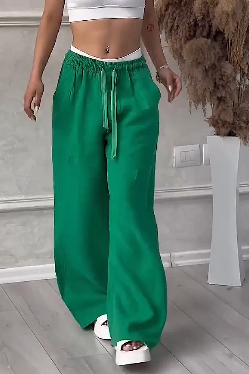 Women'S Solid Color Cotton And Linen Casual Trousers