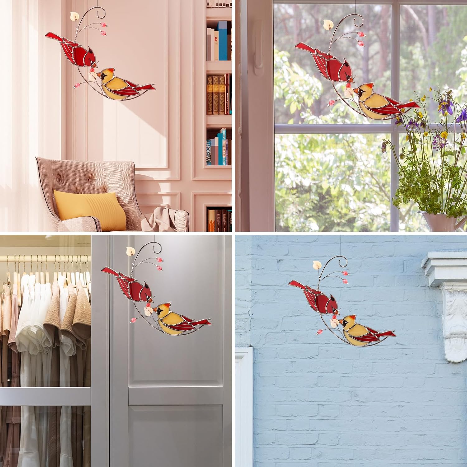 Cardinal Stained Glass Suncatcher