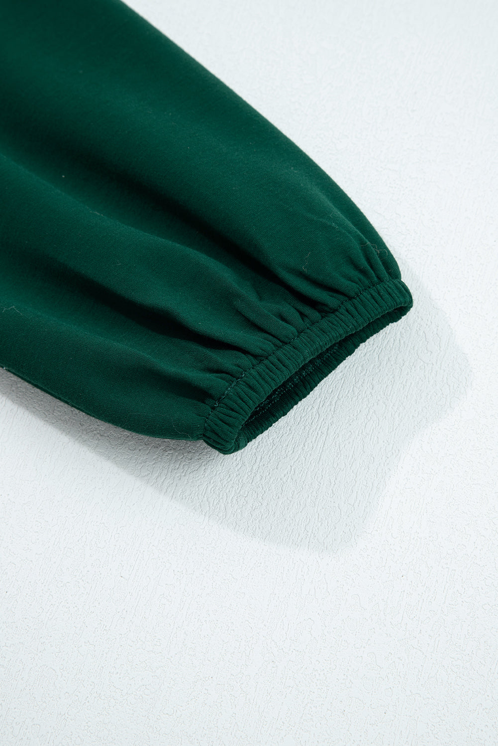 Blackish Green Solid Color Ruched Detail Long Sleeve Midi Dress