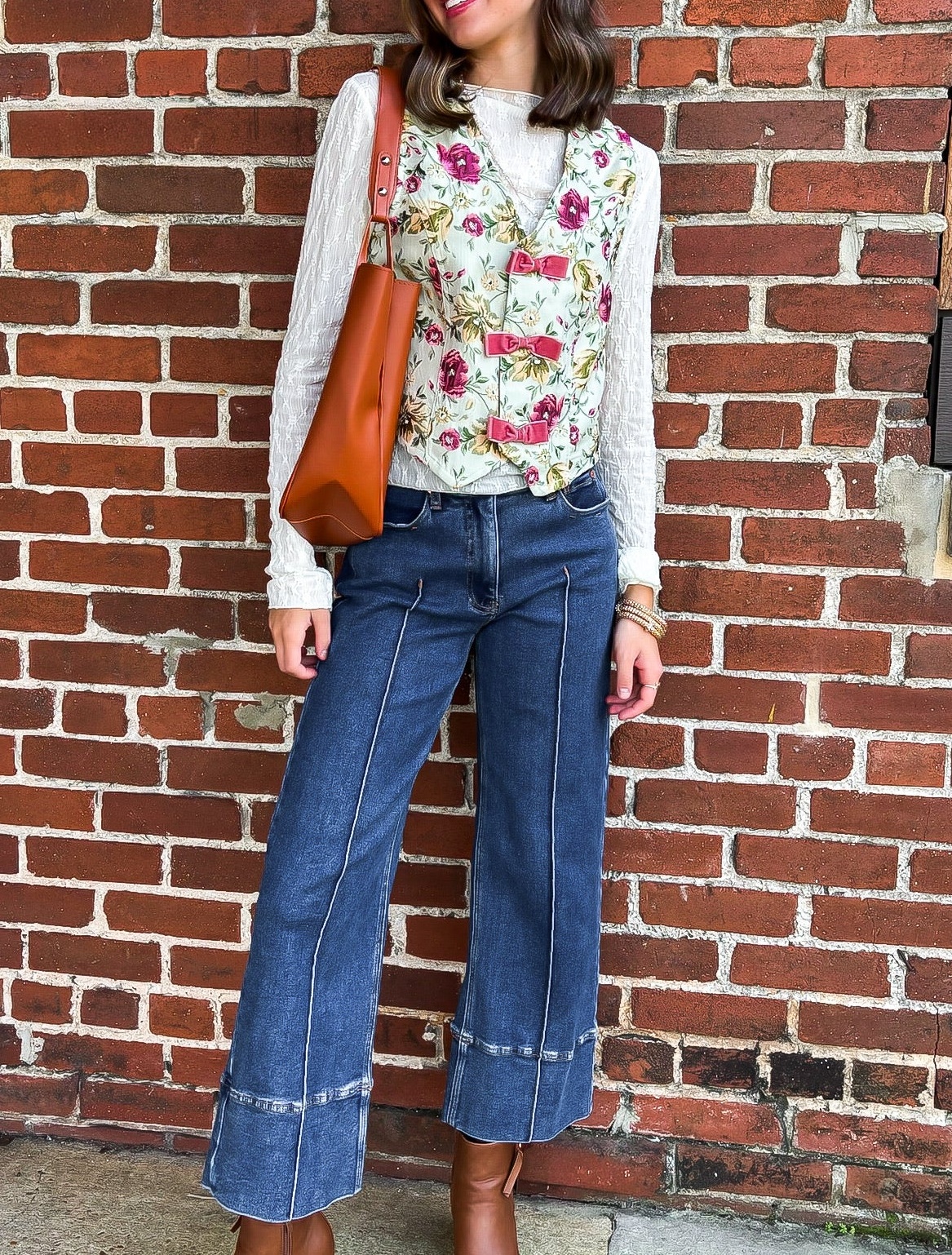 Garden Floral Jacquard Bow Vest