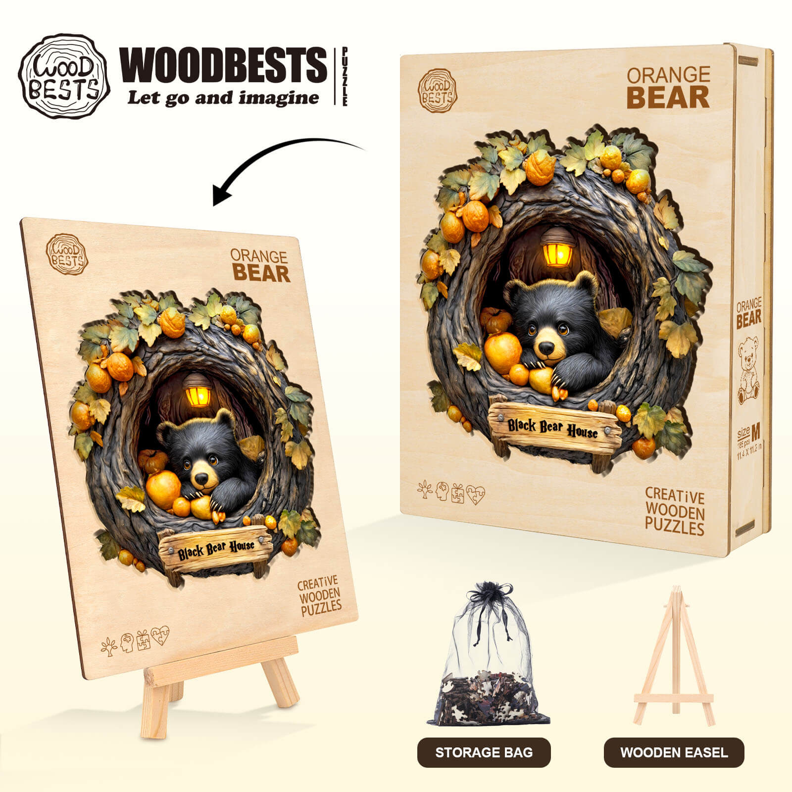 Orange Bear Wooden Jigsaw Puzzle