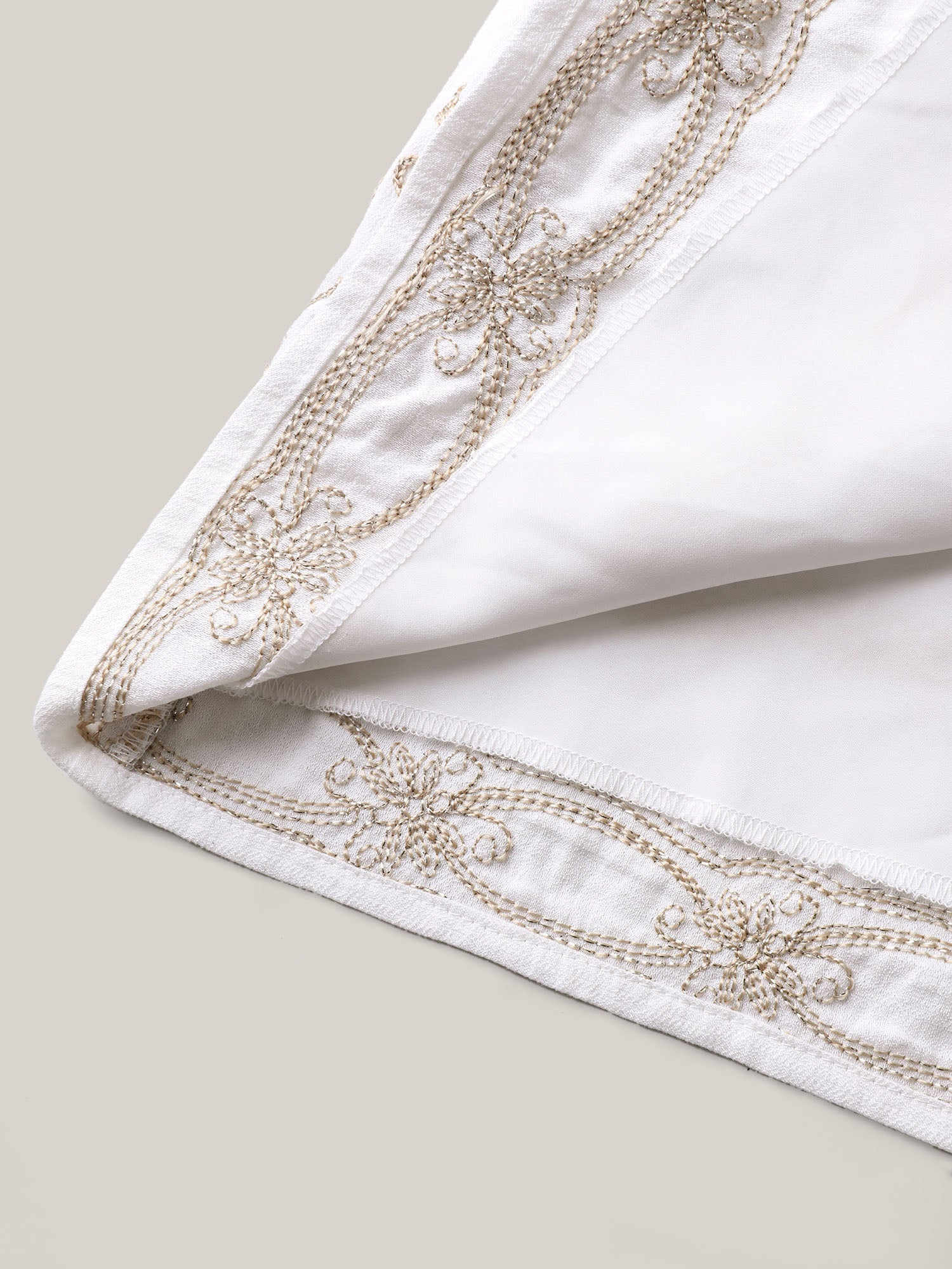 Boho Embroidered Waist Tie Mini Dress