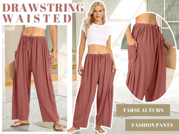 Women’s Linen Blend Wide-Leg Pants