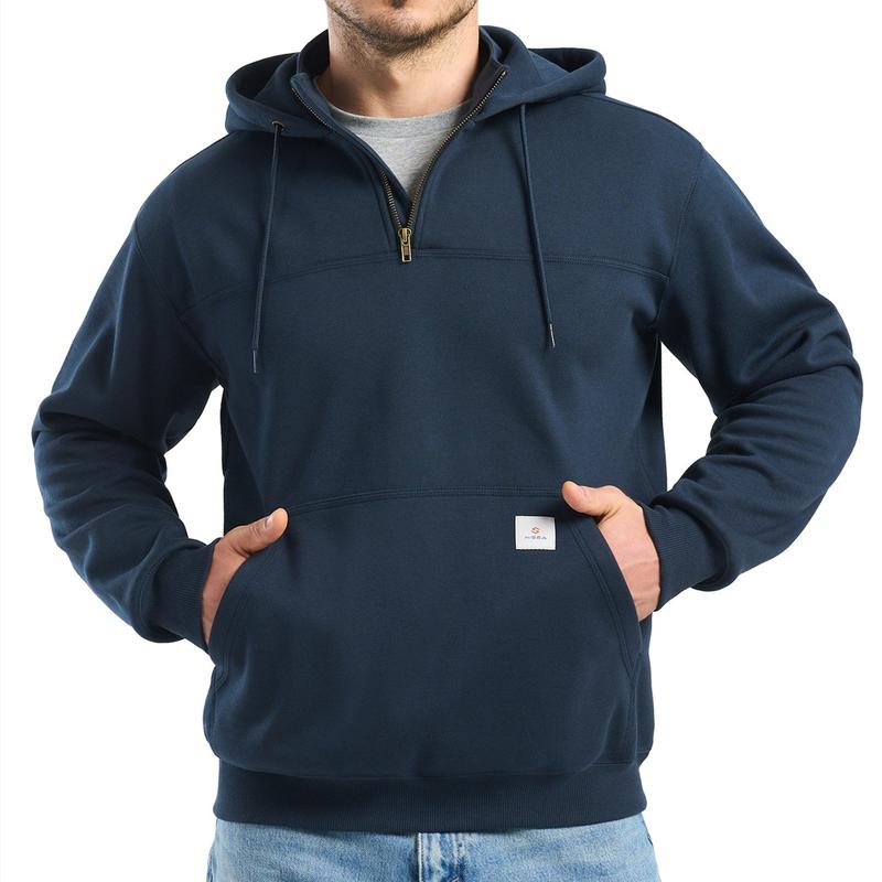 Men’s Water-Resistant Heavyweight Fleece Quarter-Zip Hoodie for Winter Work