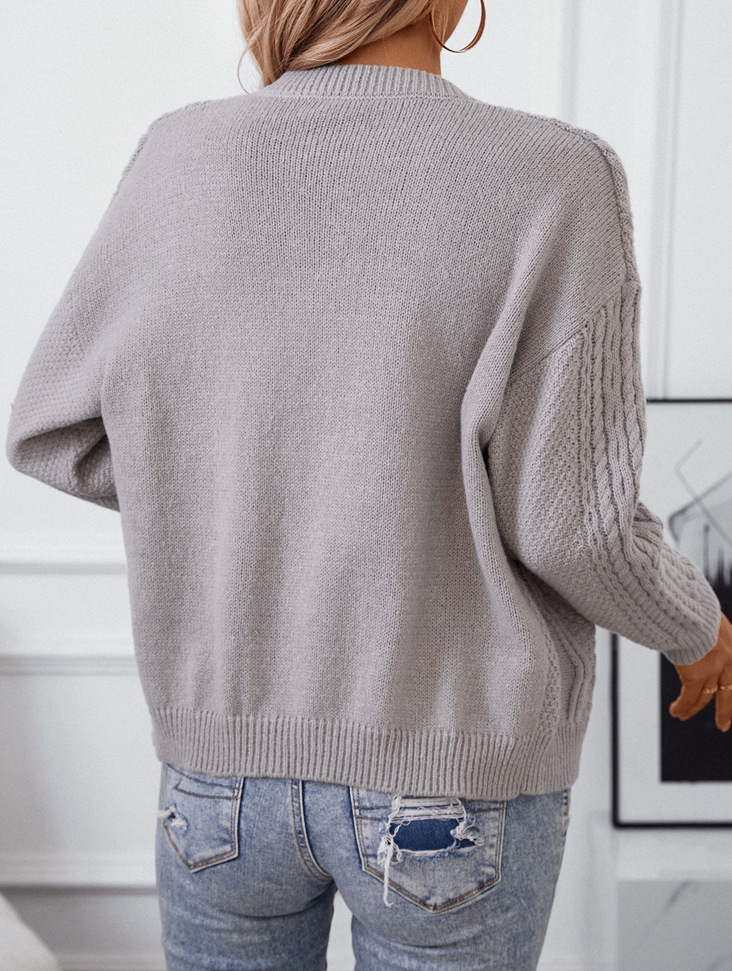 Vintage Button Knit Cardigan Long Sleeve_CWOSWL09269