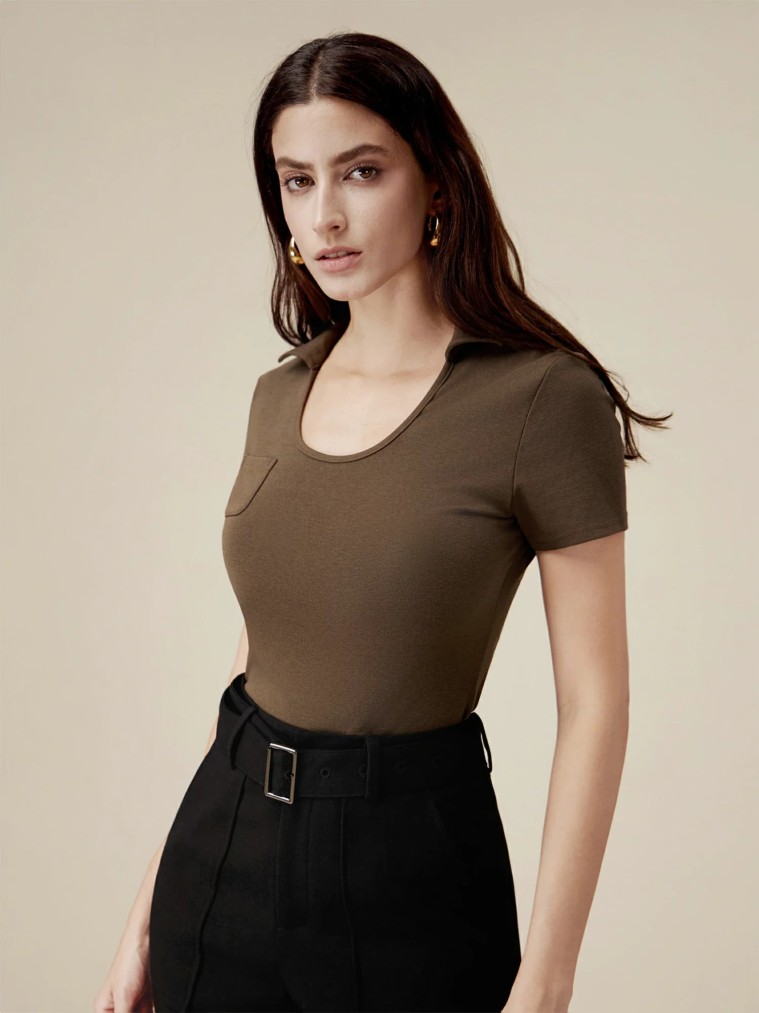 Cotton Slim Fit Rib Knit Top