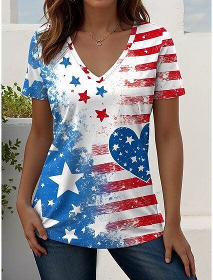 Gradient Pattern Casual Cotton T-Shirt