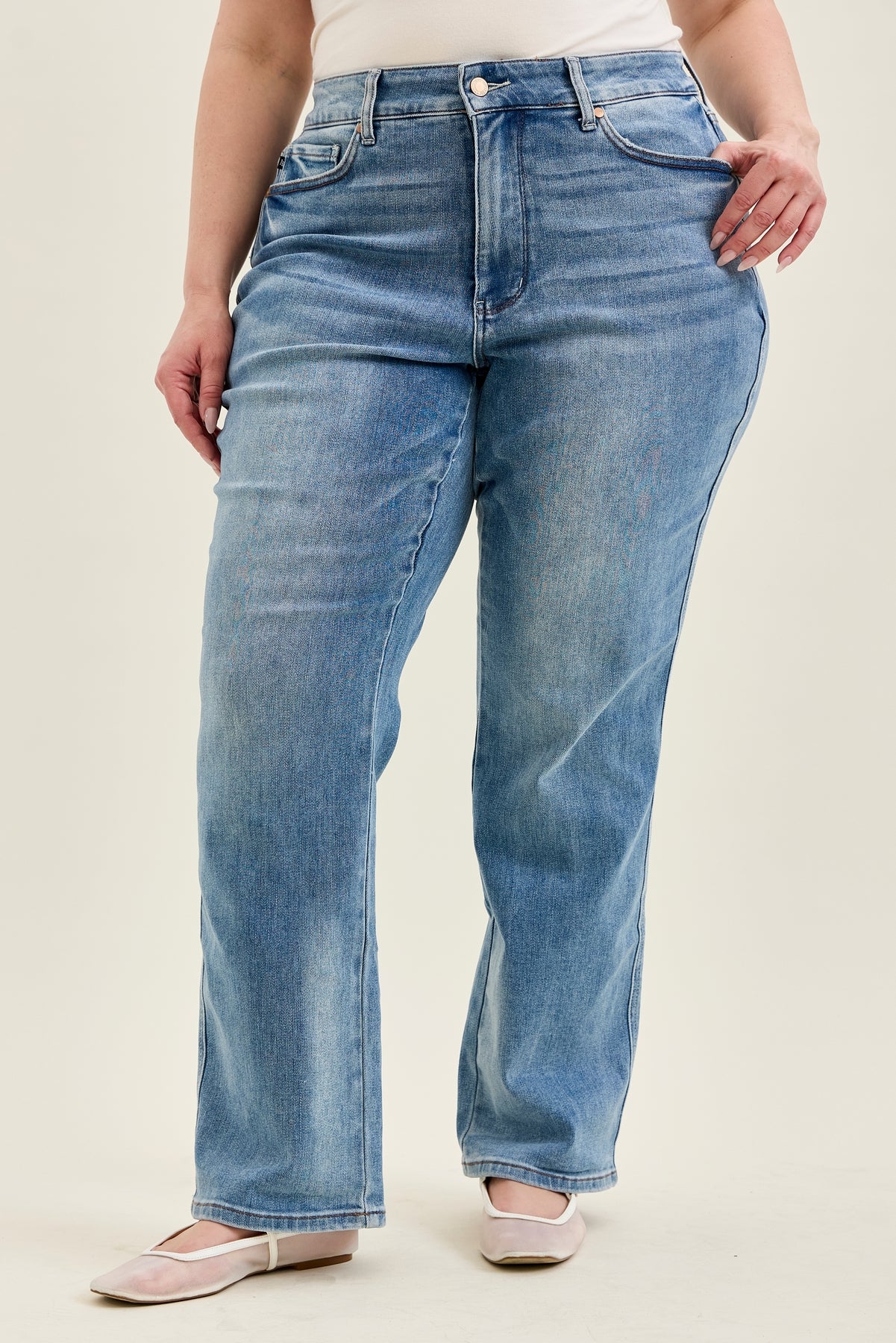 Kamila High Rise Tummy Control Straight Jeans - PLUS