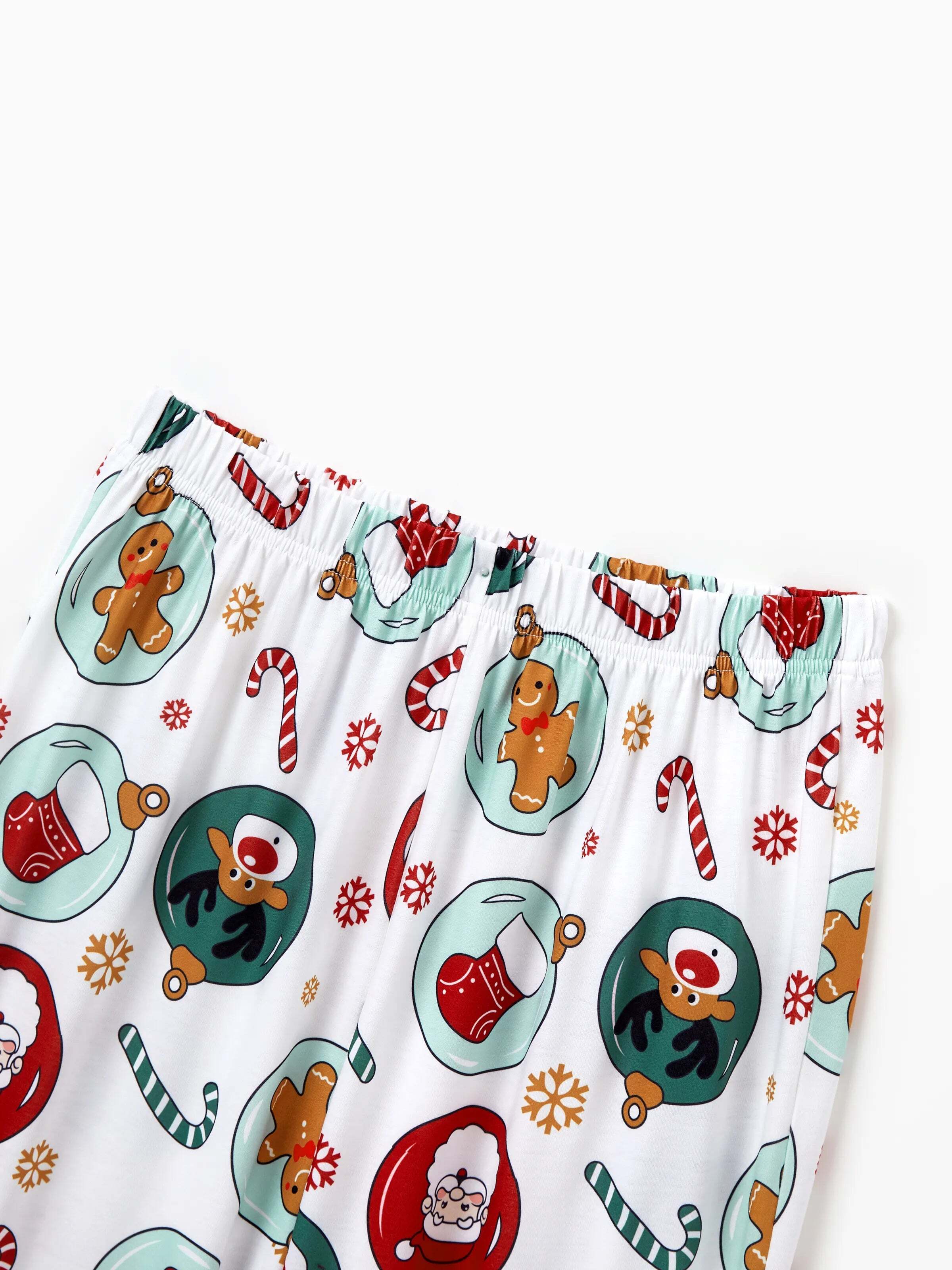 Christmas Matching Family Pajamas Set Reindeer and Santa Claus PJS with Christmas Socks Green