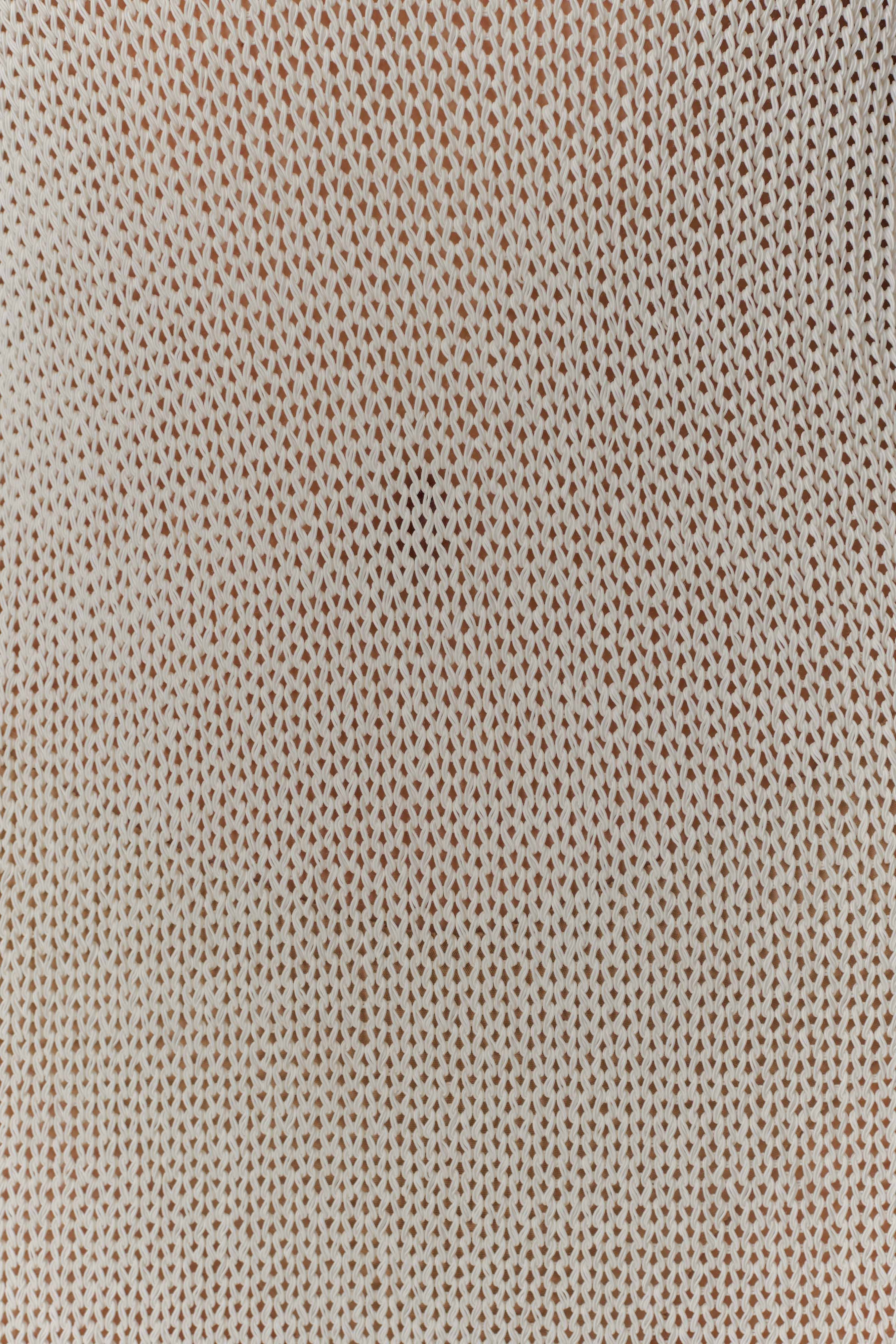 White Tape Yarn Knit Maxi Dress