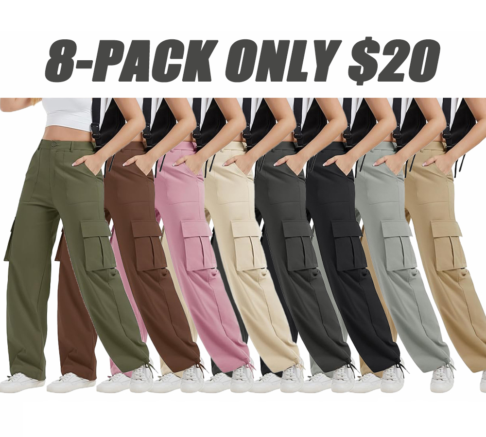 Women's Stretchy High-Waisted Cargo Pants – Lightweight Linen Streetwear with Adjustable Cuffs & Multiple Pockets