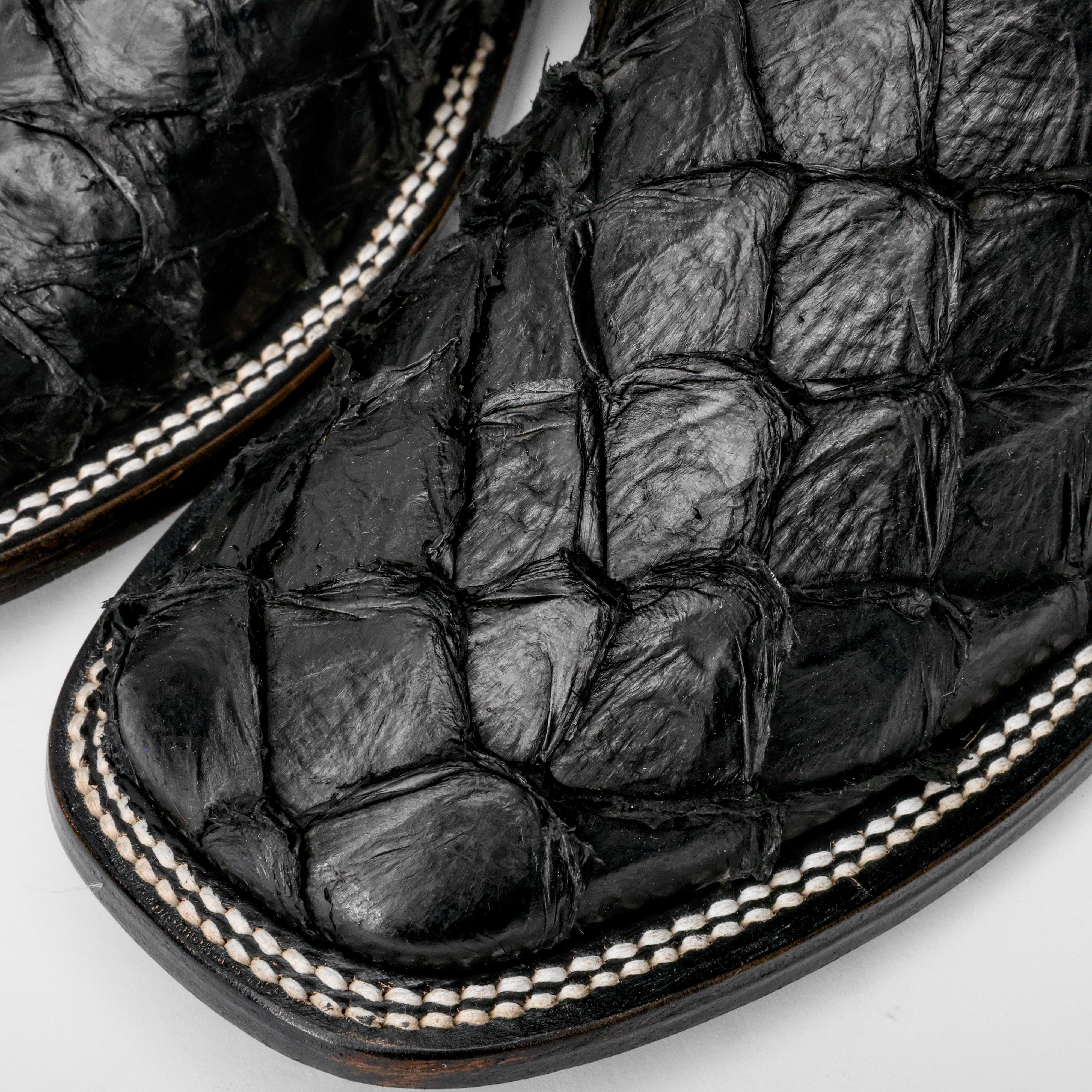 GENUINE Black Pirarucu Boots - Square Toe