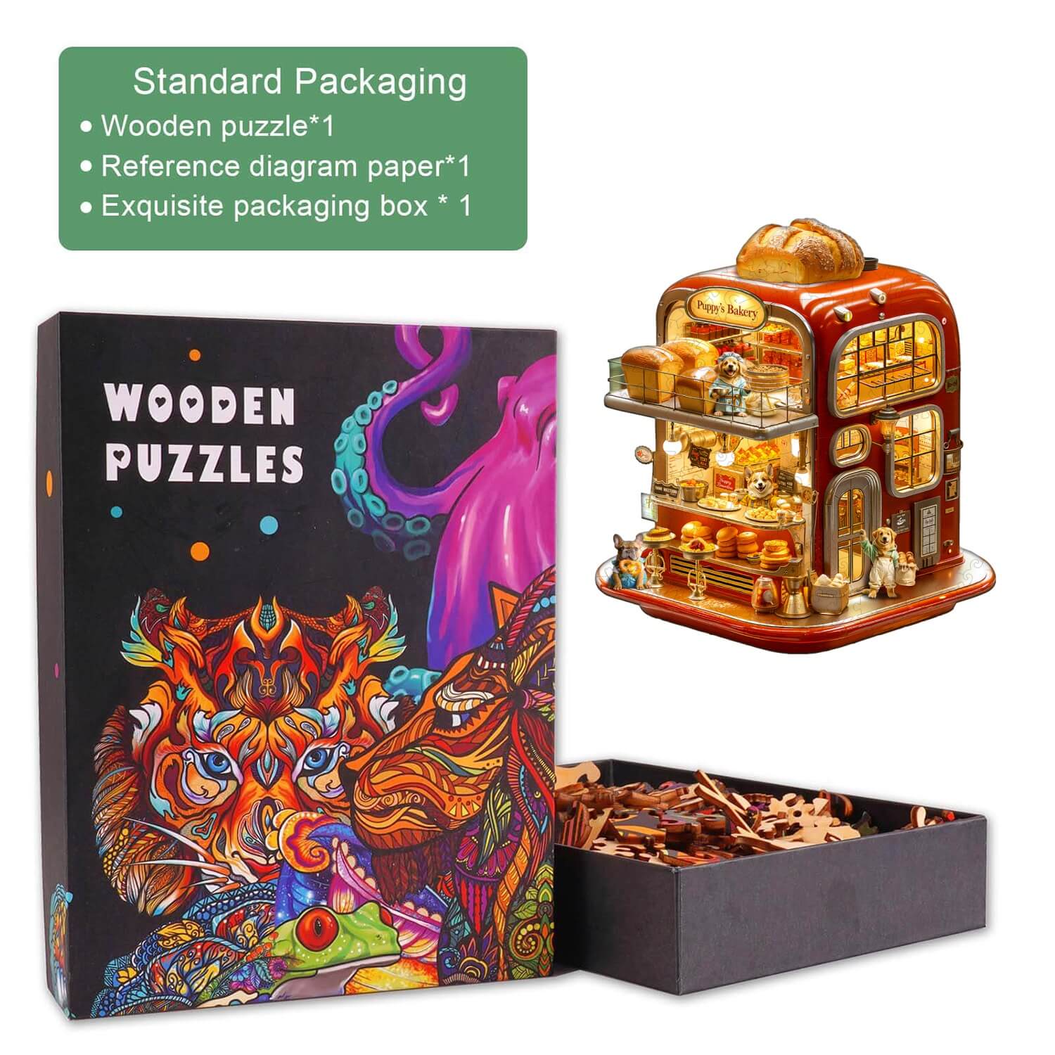 Puppy's Bakery Wooden Jigsaw Puzzle