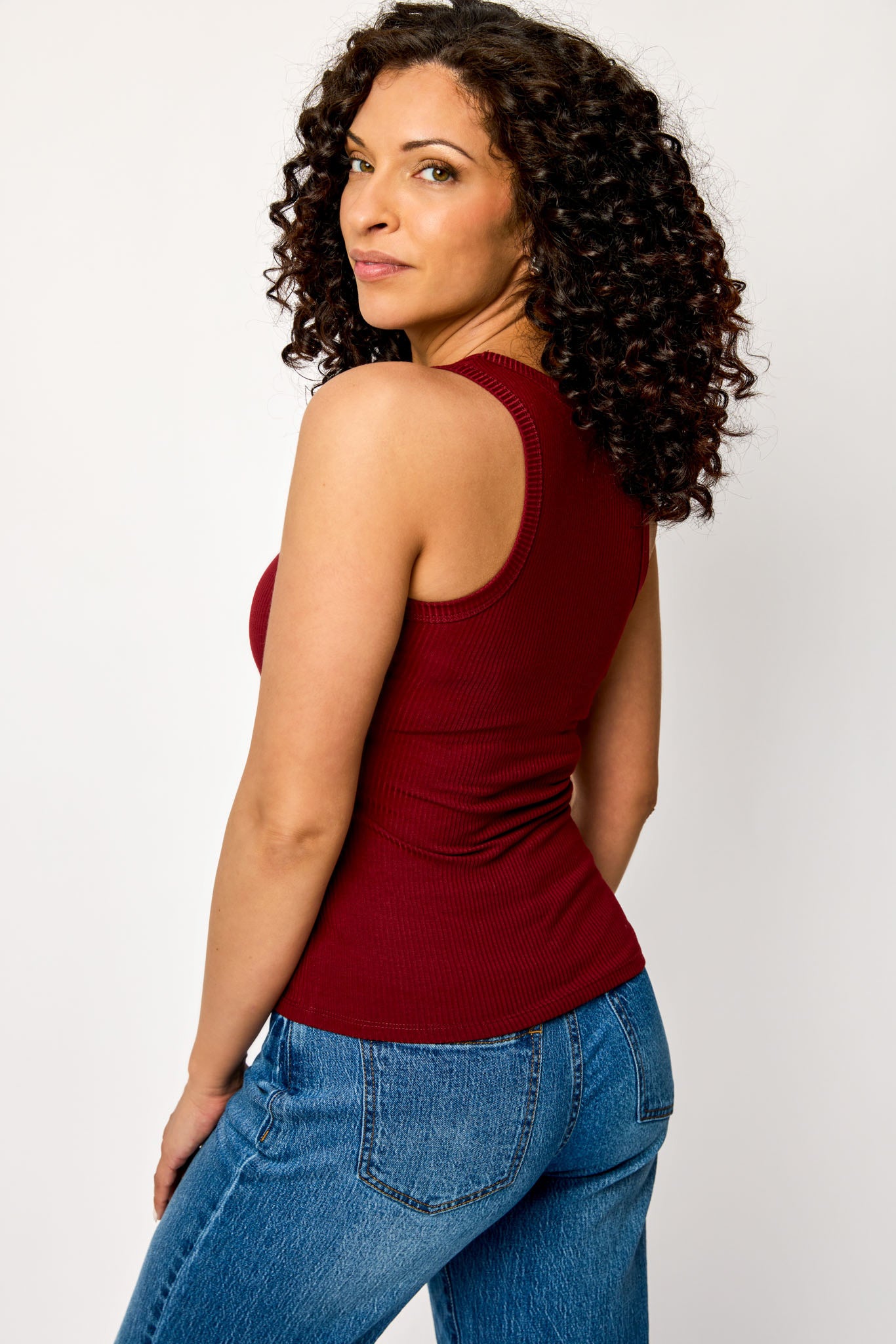 Ribbed Crew-Neck Racerback Tank